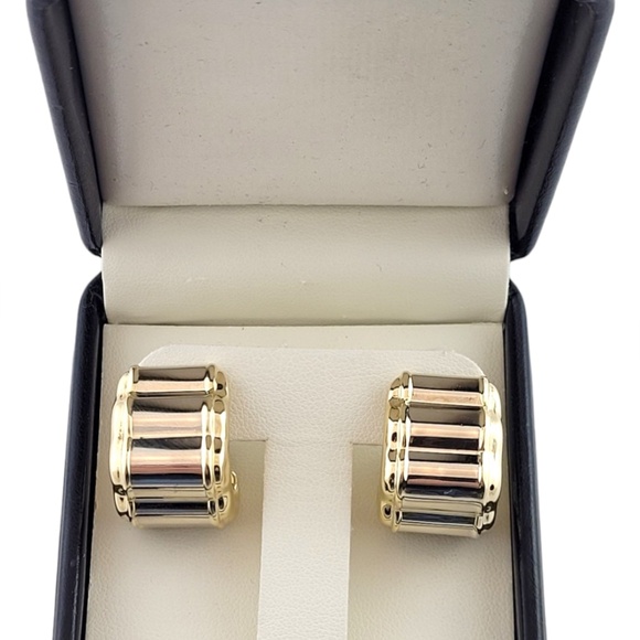 14K 2-Tone Yellow and White Gold Large Hollow Hoops #16134 - Picture 8 of 8